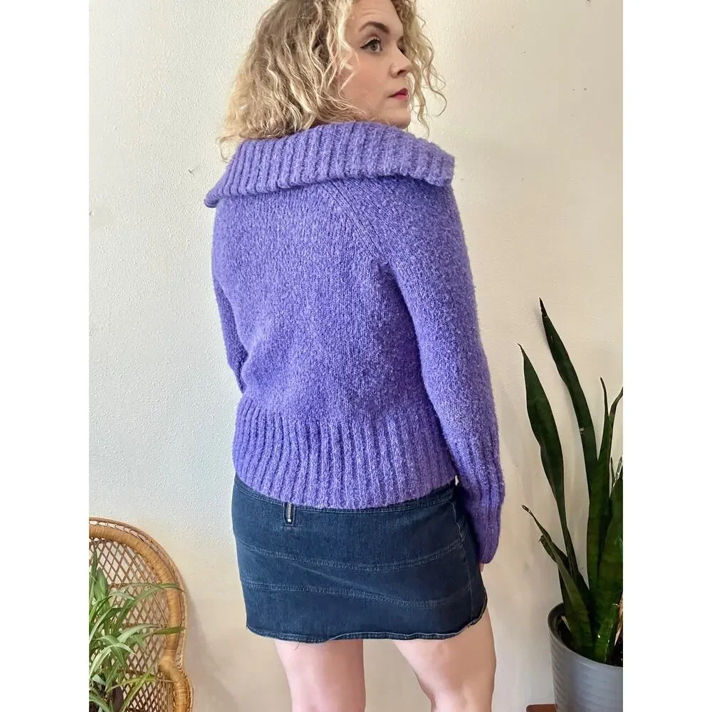 Y2K Deep Periwinkle Collared Cardigan size medium - Picture 4 of 9